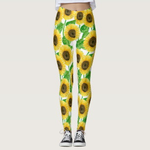 Sunflowers watercolor leggings