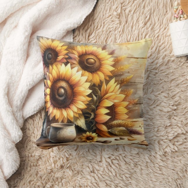 Sunflowers Watercolor Painting Cushion (Blanket)