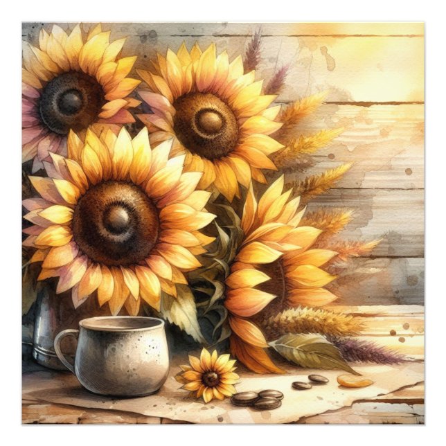 Sunflowers Watercolor Painting Photo Print (Front)