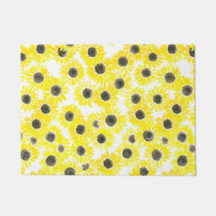 Sunflowers watercolor pattern doormat