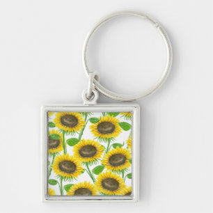 Sunflowers watercolor pattern key ring