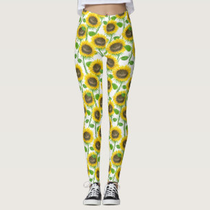 Sunflowers watercolor pattern leggings