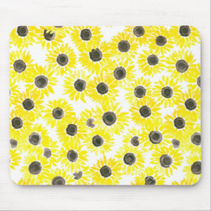 Sunflowers watercolor pattern mouse mat
