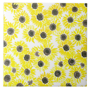 Sunflowers watercolor pattern tile