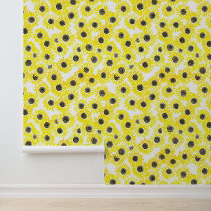 Sunflowers watercolor pattern wallpaper