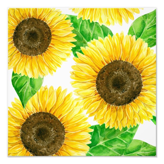 Sunflowers watercolor photo print (Front)