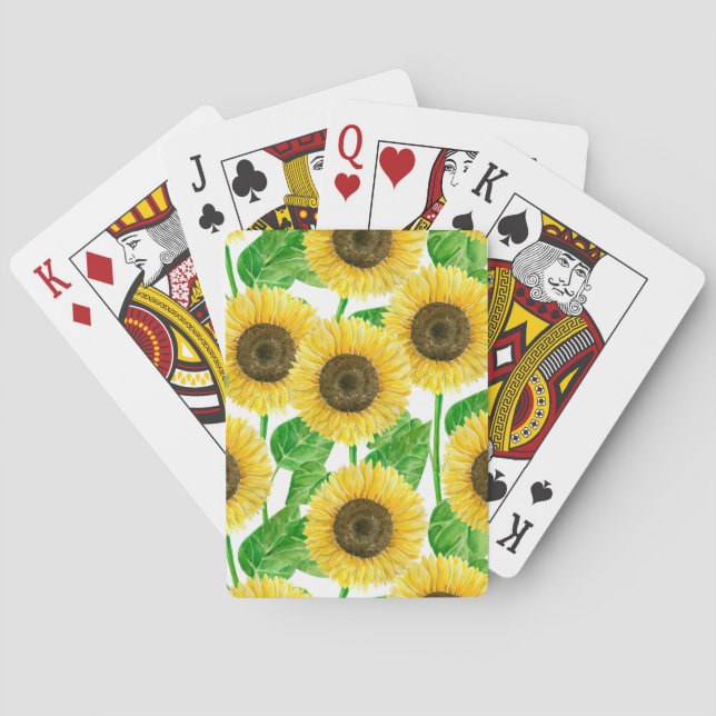 Sunflowers watercolor playing cards (Back)