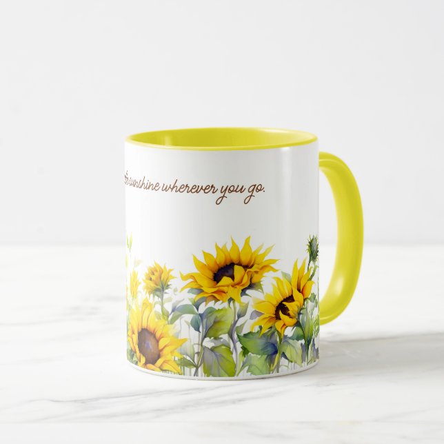 Sunflowers Watercolor Print Travel Coffee Mug (Front Right)