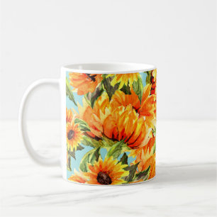 Sunflowers Watercolor: Seamless Illustration Coffee Mug