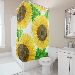 Sunflowers watercolor shower curtain