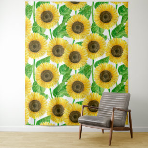 Sunflowers watercolor tapestry