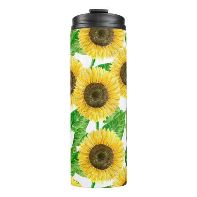 Sunflowers watercolor thermal tumbler (Front)