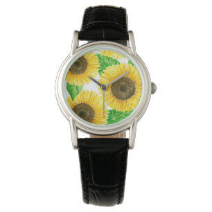 Sunflowers watercolor watch
