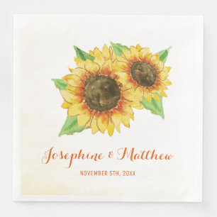Sunflowers Watercolor Wedding Napkin