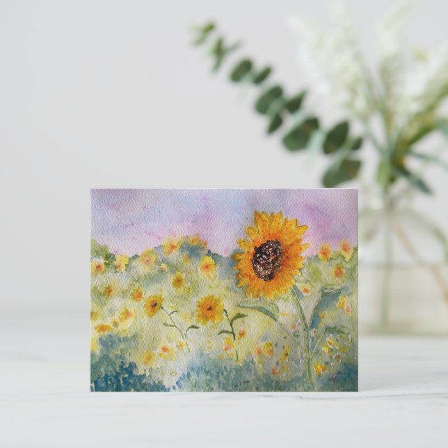 Sunflowers Watercolour  Postcard (Standing Front)