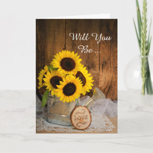 Sunflowers Watering Can Will You Be My Bridesmaid Invitation