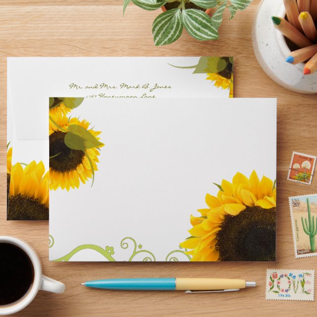 SunFlowers Wedding Envelopes (Desk)