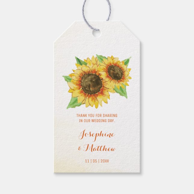 Sunflowers Wedding Favour Tags (Front)