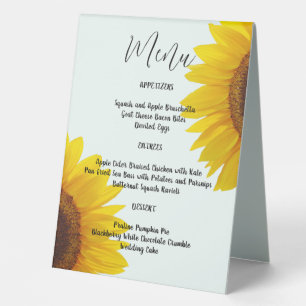Sunflowers Wedding Menu Table Tent Sign