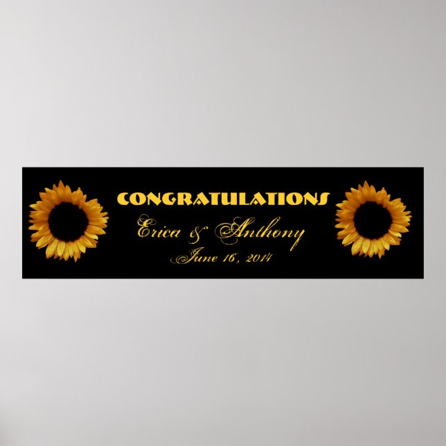 Sunflowers Wedding or Engagement Banner Poster (Front)