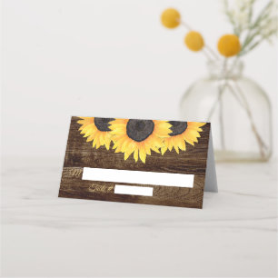Sunflowers Wedding  Place Cards Rustic Wood