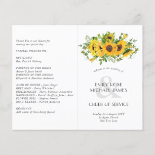 Sunflowers Wedding Program or other Event Custom
