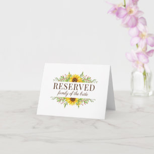 Sunflowers wedding reserved place cards