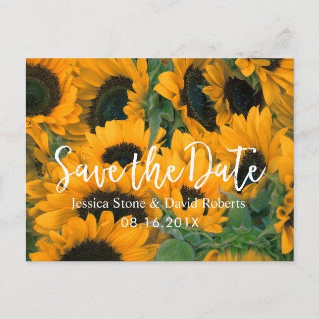Sunflowers Wedding Save the Date Announcement Postcard (Front)