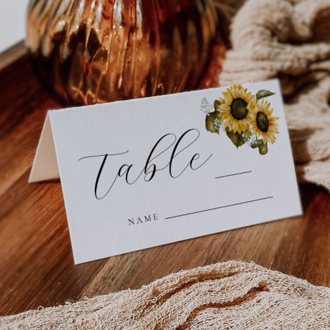 Sunflowers Wedding Table Number Place Card (Creator Uploaded)