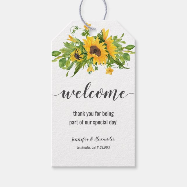Sunflowers Welcome Gift Tags (Front)