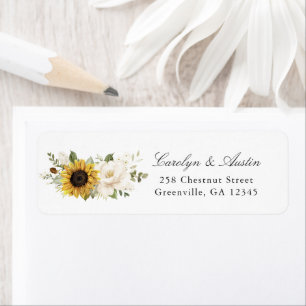 Sunflowers White Floral Greenery Return Address