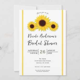 Sunflowers White Simple Rustic Bridal Shower Invitation