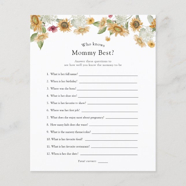 Sunflowers Who Knows Mummy Best (Front)