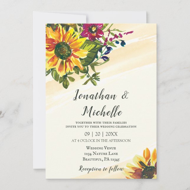 Sunflowers Wildflowers Floral Christian Wedding Invitation (Front)