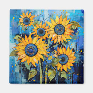 Sunflowers Wildflowers Flower Illustration Magnet