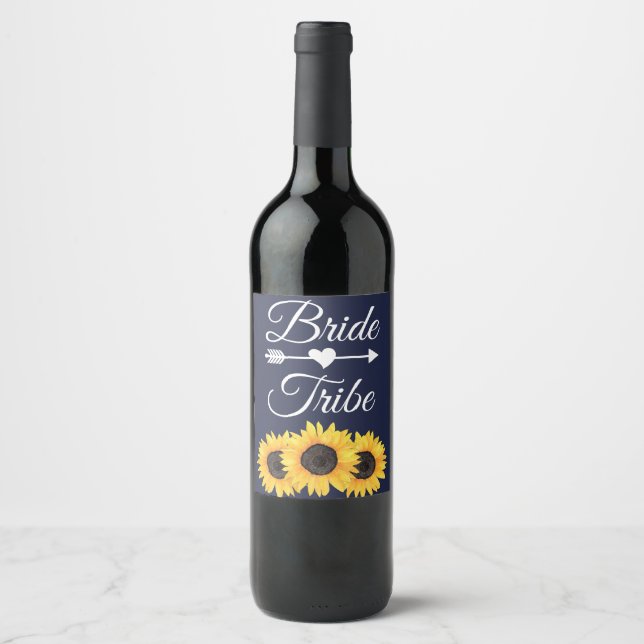 Sunflowers Wine Label | Country Blue Bride Tribe (Front)