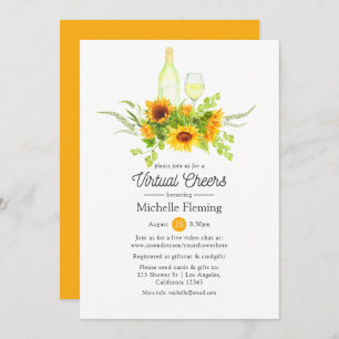 Sunflowers Wine Tasting Virtual Bridal Shower Invitation