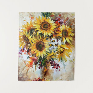 sunflowers with bees tapestry