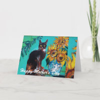 SUNFLOWERS WITH BLACK CAT / Mother's Day