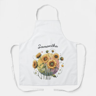 Sunflowers with Customisable Name Apron