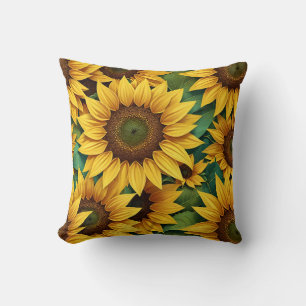 Sunflowers with leaves  cushion