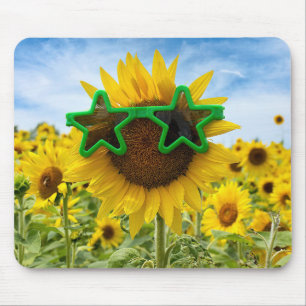 Sunflowers With Star Sunglasses Mouse Mat