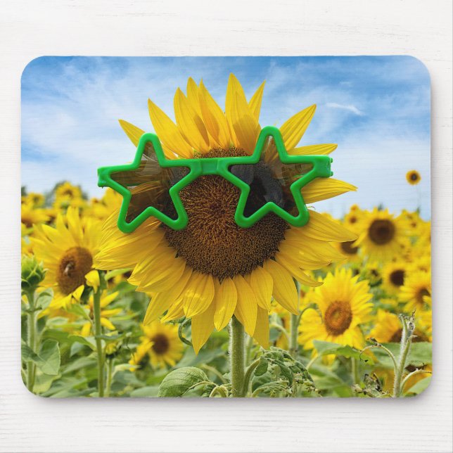Sunflowers With Star Sunglasses Mouse Mat (Front)