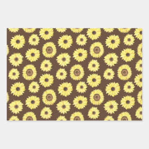 Sunflowers Wrapping Paper Flat Sheet Set of 3