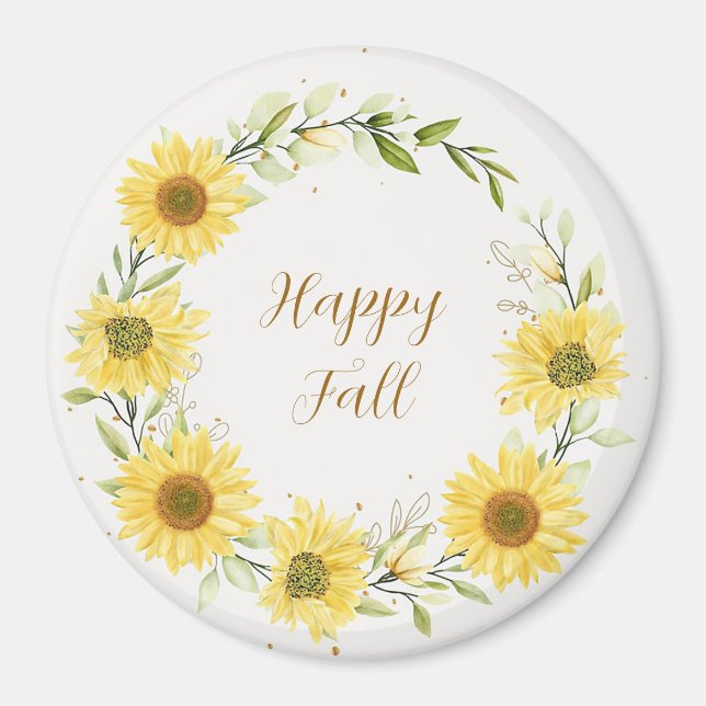 Sunflowers wreath with customisable text  magnet (Front)