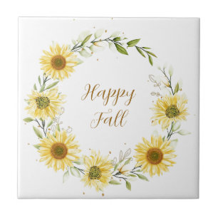 Sunflowers wreath with customisable text tile