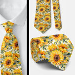 Sunflowers Yellow and White Floral Neck Tie<br><div class="desc">Moshiach Now! Elevate your formal wear with this exquisite watercolor sunflower pattern white floral faux silk neck tie. The intricate design and luxurious material make it the perfect accessory for any special occasion. Stand out from the crowd and add a touch of elegance to your outfit with this stunning piece....</div>