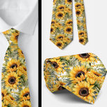 Sunflowers Yellow and White Floral Neck Tie<br><div class="desc">Moshiach Now! Elevate your formal wear with this exquisite watercolor sunflower pattern white floral faux silk neck tie. The intricate design and luxurious material make it the perfect accessory for any special occasion. Stand out from the crowd and add a touch of elegance to your outfit with this stunning piece....</div>