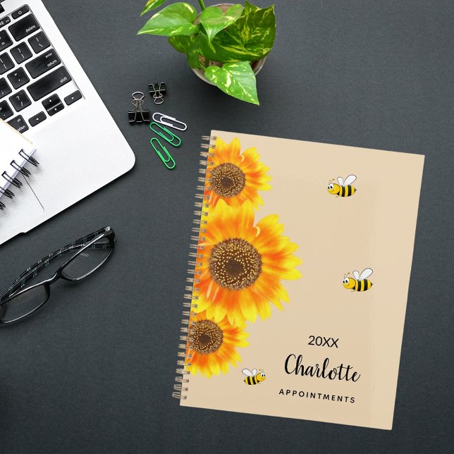Sunflowers yellow beige bees name  planner (Creator Uploaded)