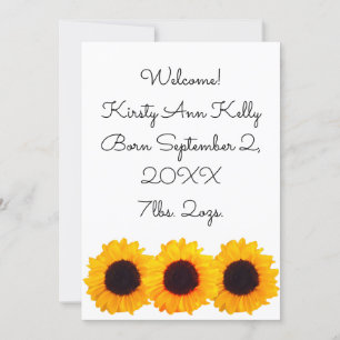 Sunflowers Yellow Birth Announcement 4Kirsty